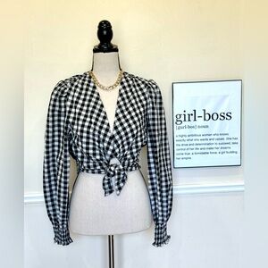 Black and White Gingham Crop Top